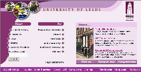 Screen shot: home page of University of Leeds
