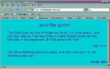 Screen shot: 'cool water' page
