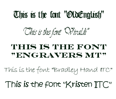 A range of sample fonts