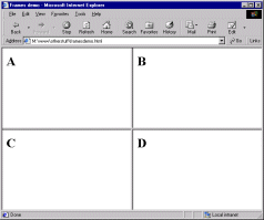 2 x 2 grid, all frames equal in size: note order that FRAME tags are used to fill frames