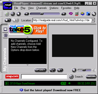 Screen shot of Real Player