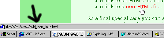 Screen shot of status bar while cursor is over link