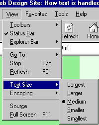 Image of IE's text sizing menu