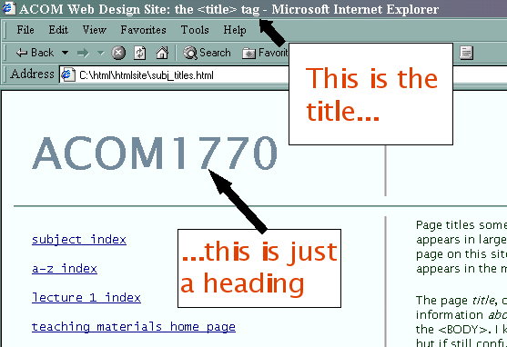 image showing the distinction between titles and headings