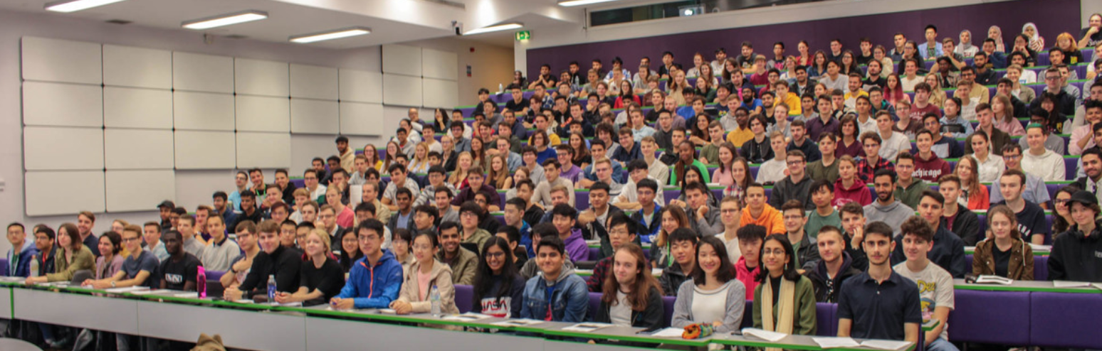 Lecture theatre 1.1 (LT 1.1) in Kilburn full of first year students
