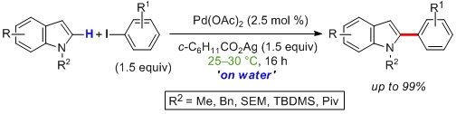 Cover image for On water phosphine-free palladium-catalyzed room temperature C-H arylation of indoles