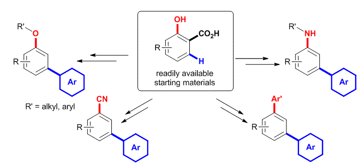 Cover image for Salicylic acids as readily available starting materials for the synthesis of meta-substituted biaryls