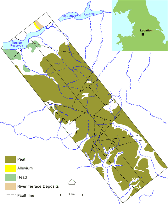 Map showing drift geology of the transect