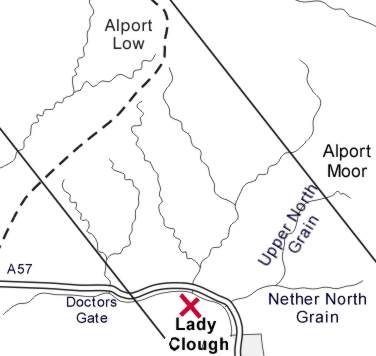 Location of the Lady Clough landslides, The start of the tour