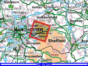 The Study area in relation to Machester