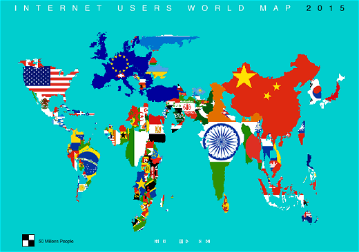 Internet Users World Map 2015 - click for larger version